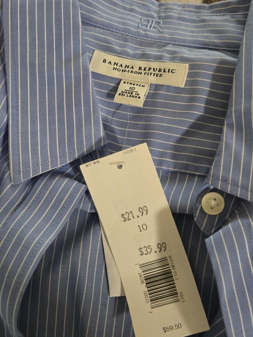 Banana Republic Women’s Blue and White Pinstripe Button-Down Shirt